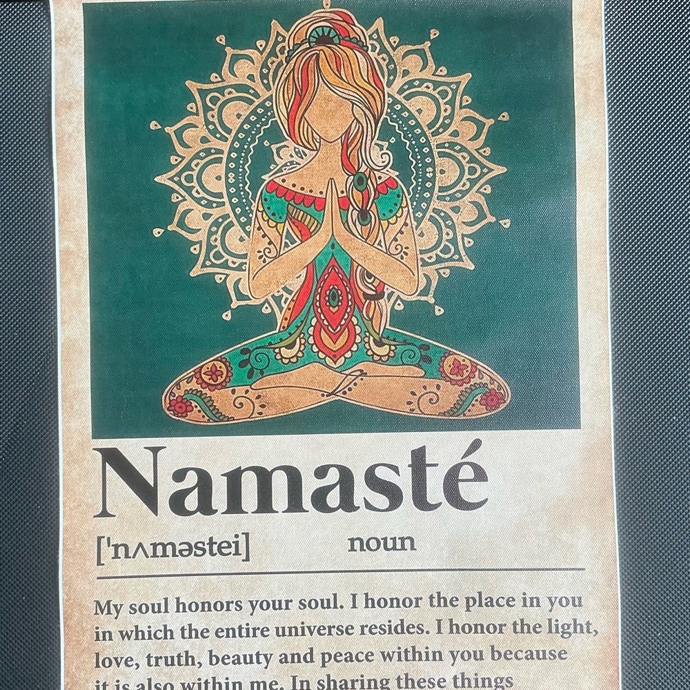 Source Unknown Namaste Wall Art with Green and Red Accents